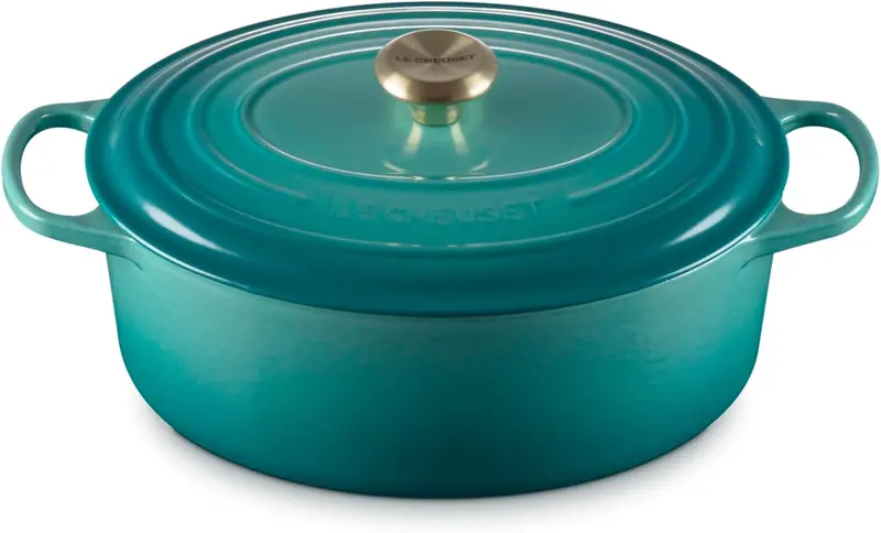 Le Creuset Riviera 6.75-Qt Signature Oval Dutch Oven With Light Gold Knob 1