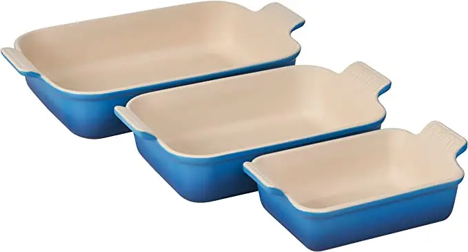 Le Creuset Set Of 3 Heritage Rectangular Baking Dishes – Marseille Blue 1