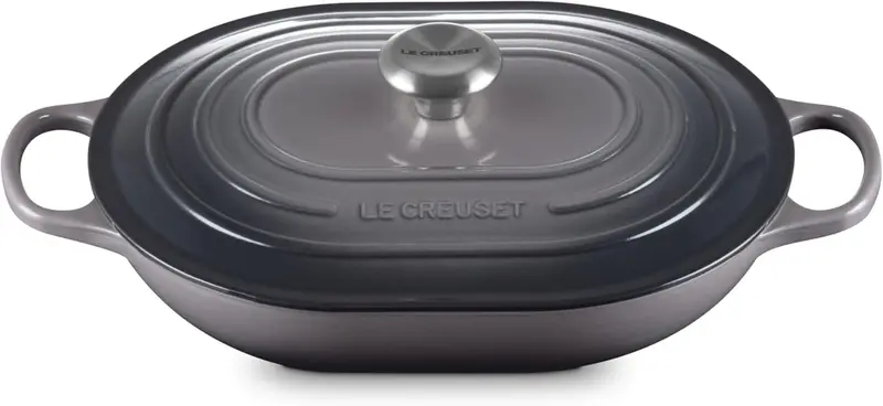 Le Creuset Signature 3.75-Quart Oval Casserole Dish – Oyster Gray With Stainless Steel Knob 1