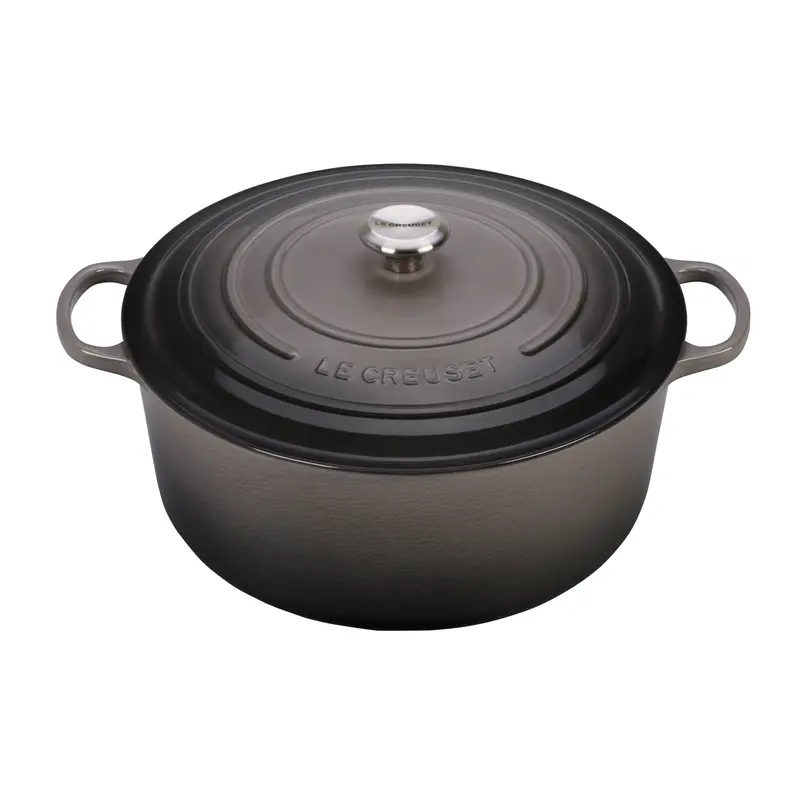 Le Creuset Signature Round Dutch Oven – 13.25-Quart, Oyster Gray Enamel With Stainless Knob – Engraved Gift Option 1