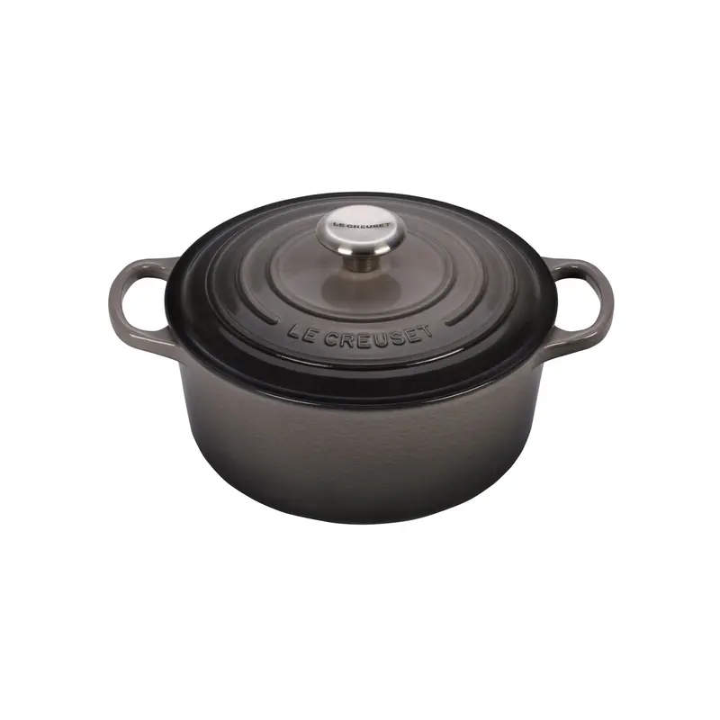 Le Creuset Signature Round Dutch Oven – 4.5-Quart, Oyster Gray Enamel With Stainless Knob – Custom Engraving Option 1