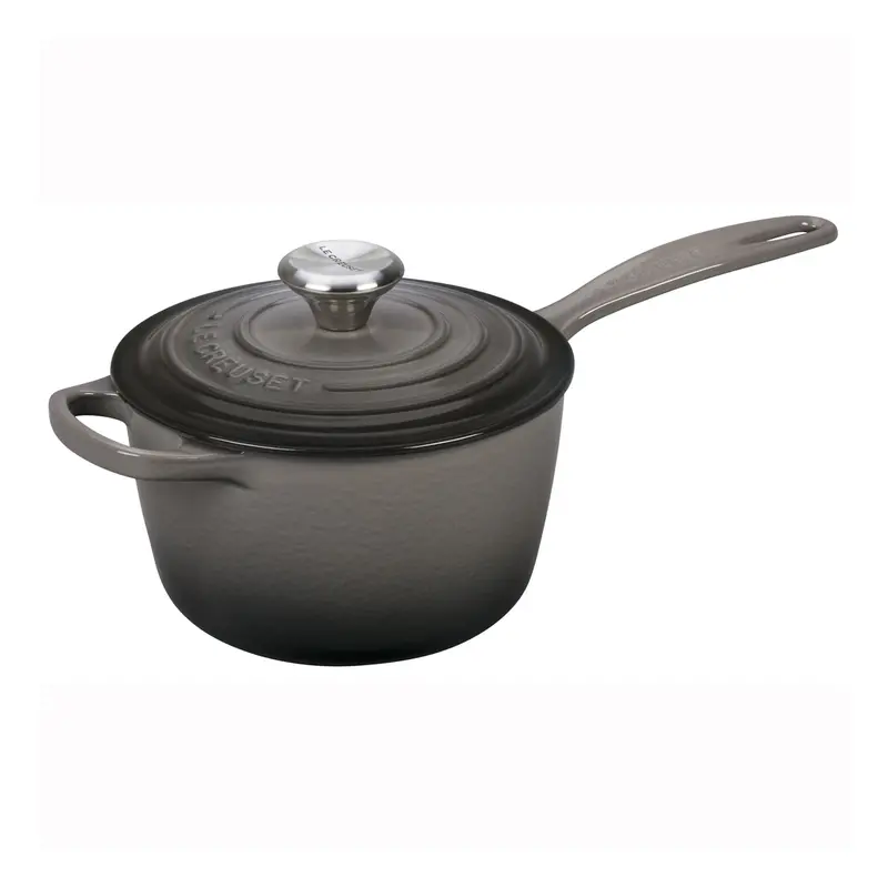 Le Creuset Signature Saucepan – 1.75-Quart, Oyster Gray Enamel With Stainless Steel Knob 1