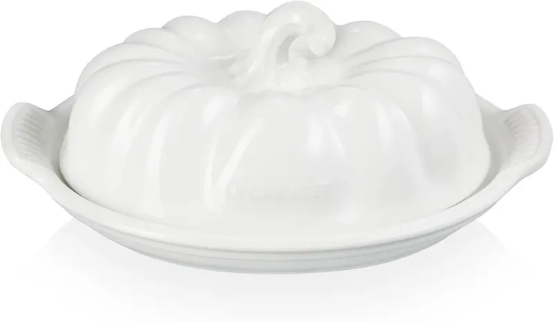 Le Creuset White Figural Pumpkin Butter Dish 1