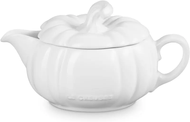 Le Creuset White Pumpkin Gravy Boat With Lid – 14 Oz 1
