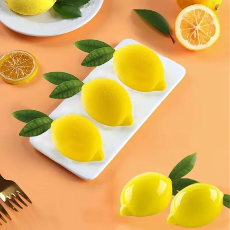 Lemon-Shaped Silicone Candy Mold – 6-Cavity 1