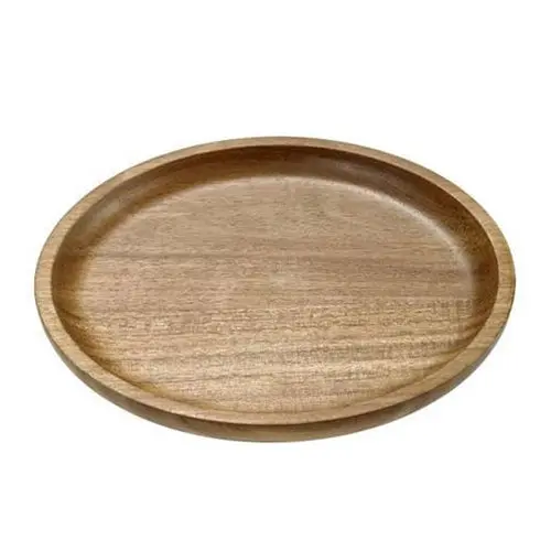 Leone Acacia Wood Round Piatto Serving Dish – 9.8" Diameter, Natural Grain Finish 1
