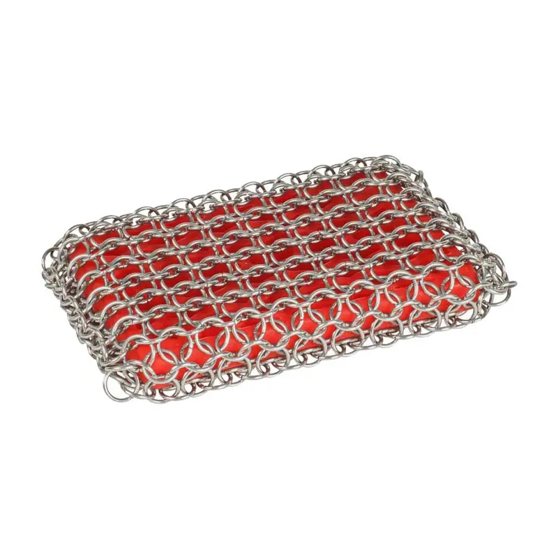 Lodge Amc10R41 Chainmail Scrub Pad – Red Heavy-Duty Stainless Steel Cleaner (5.2" X 1") 1