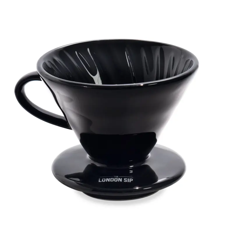 London Sip Ceramic Pour-Over Coffee Dripper – Matte Black Design 1