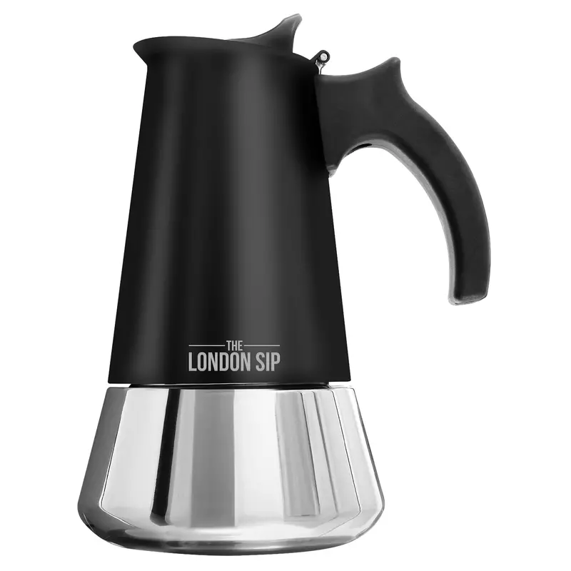 London Sip Compact 3-Cup Stovetop Espresso Pot – Sleek Finish 1