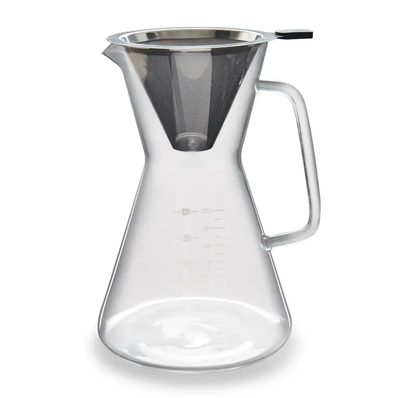 London Sip Glass Pour-Over Carafe With Stainless Steel Base 1