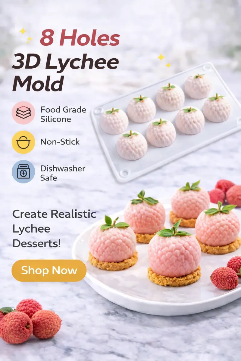 Lychee-Fruit Silicone Mold – 8-Cavity Dessert Template 1
