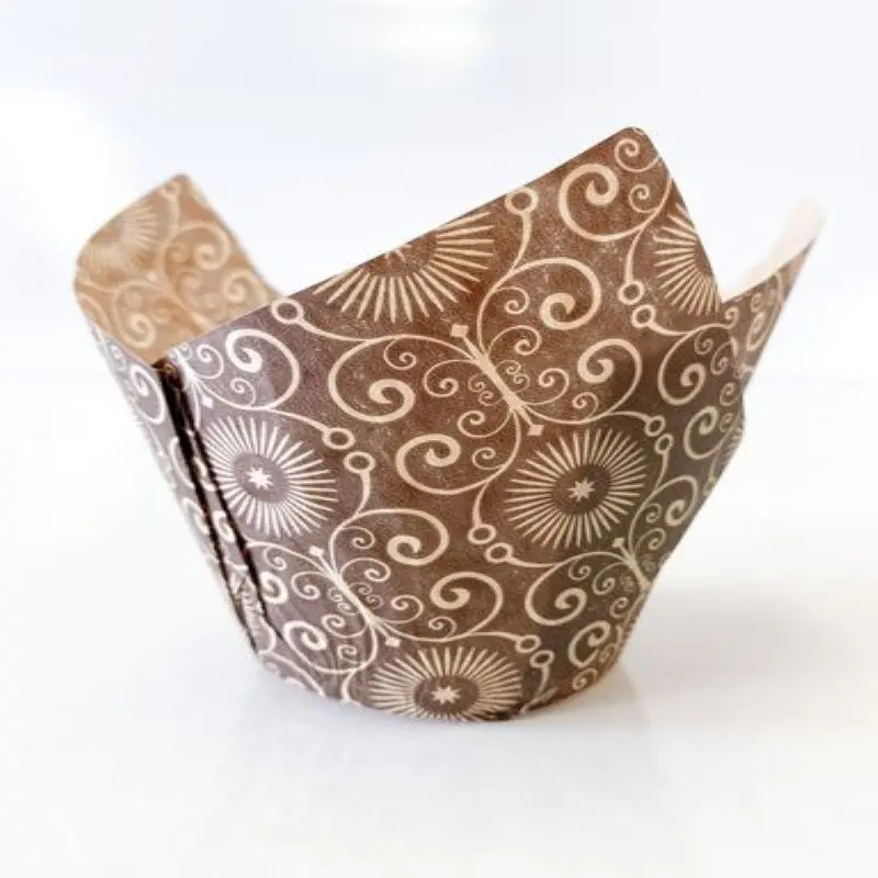 Mariposa Brown Tulip Baking Cups – 2" X 6.25", 65 Gsm, 100-Count 1