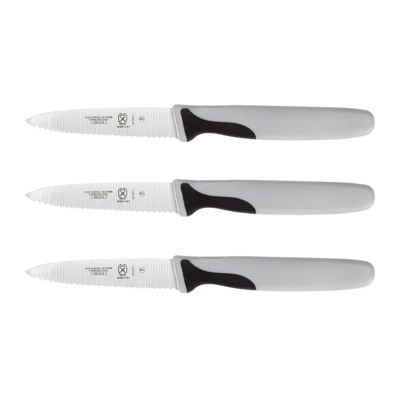 Mercer Millennia 3-Piece Grey Slim Serrated Paring Knife Set 1