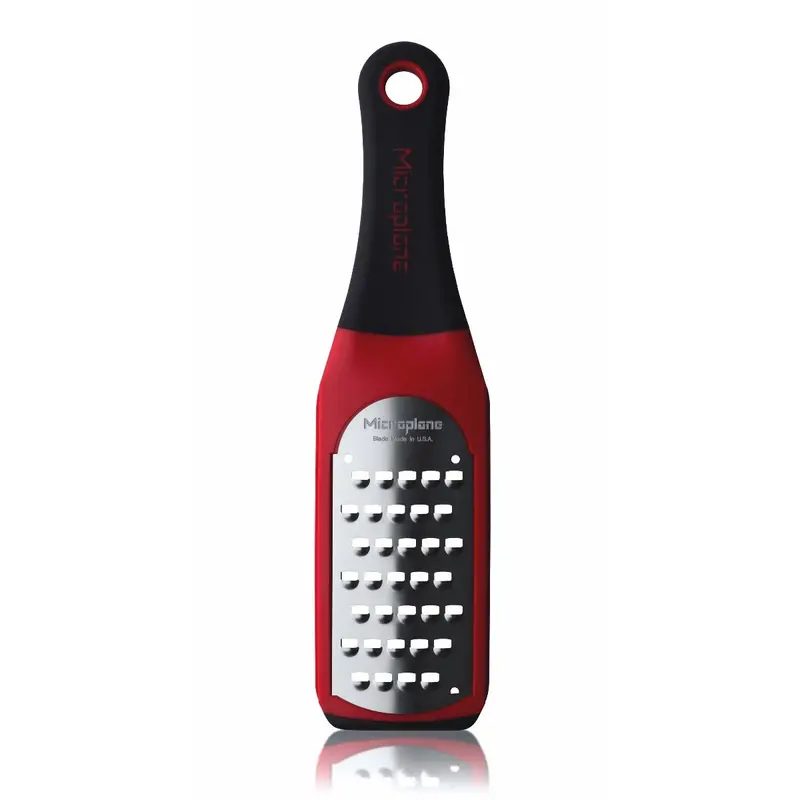 Microplane Artisan Extra-Coarse Grater – Red, Heavy-Duty Shredding Tool 1