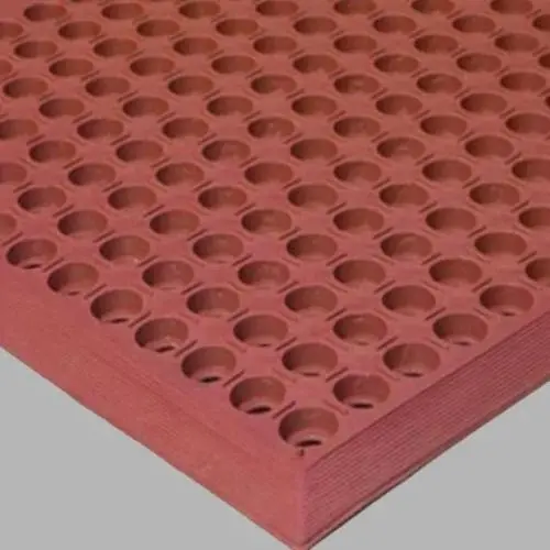 Mul-T-Mat Narrow-Bevel Heavy-Duty Drainage Floor Mat — 3' × 5', Red Rubber 1