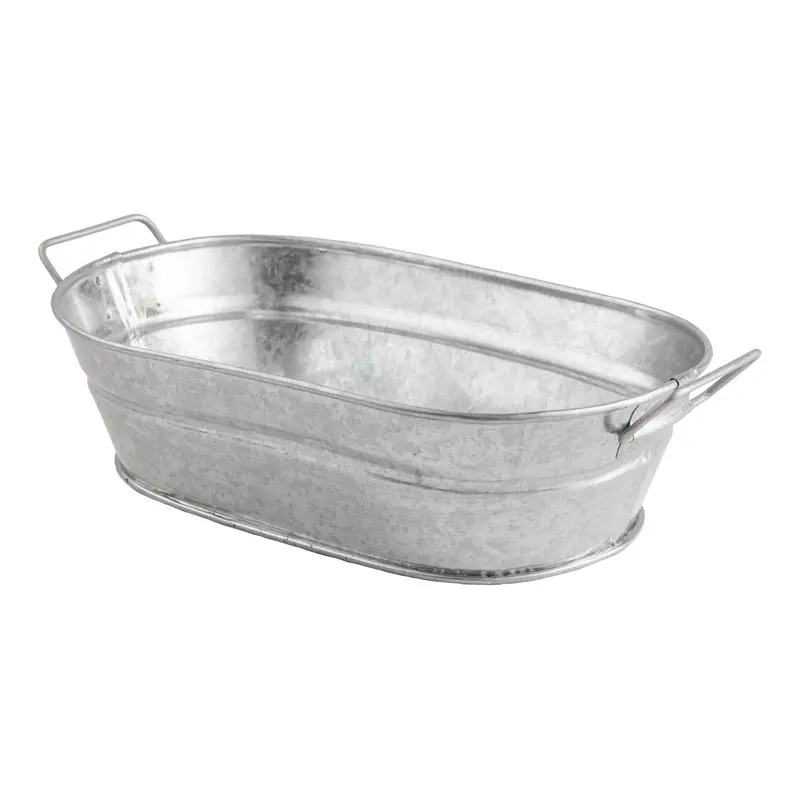 Oval Galvanized Metal Serving Tub – 32 Oz Rustic Style 1