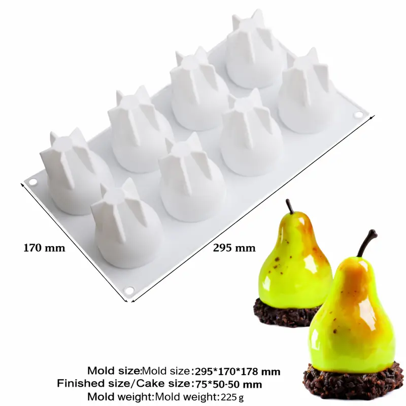 Pear-Shaped Chocolate Mold – 8-Cavity Food-Grade Silicone 1