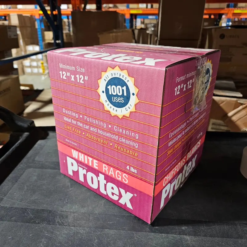 Protex 12" X 12" White Cleaning Rags – 4 Lb Box – Final Sale 1