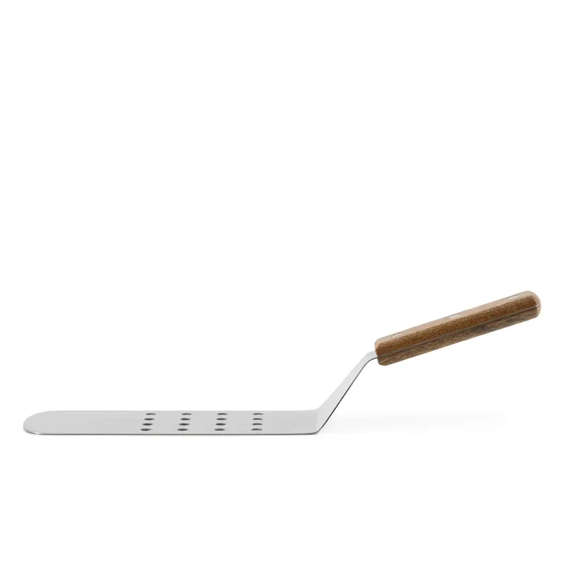 Rabco Stainless Steel Flexible Perforated Turner – 14.5-Inch With Wooden Handle 1