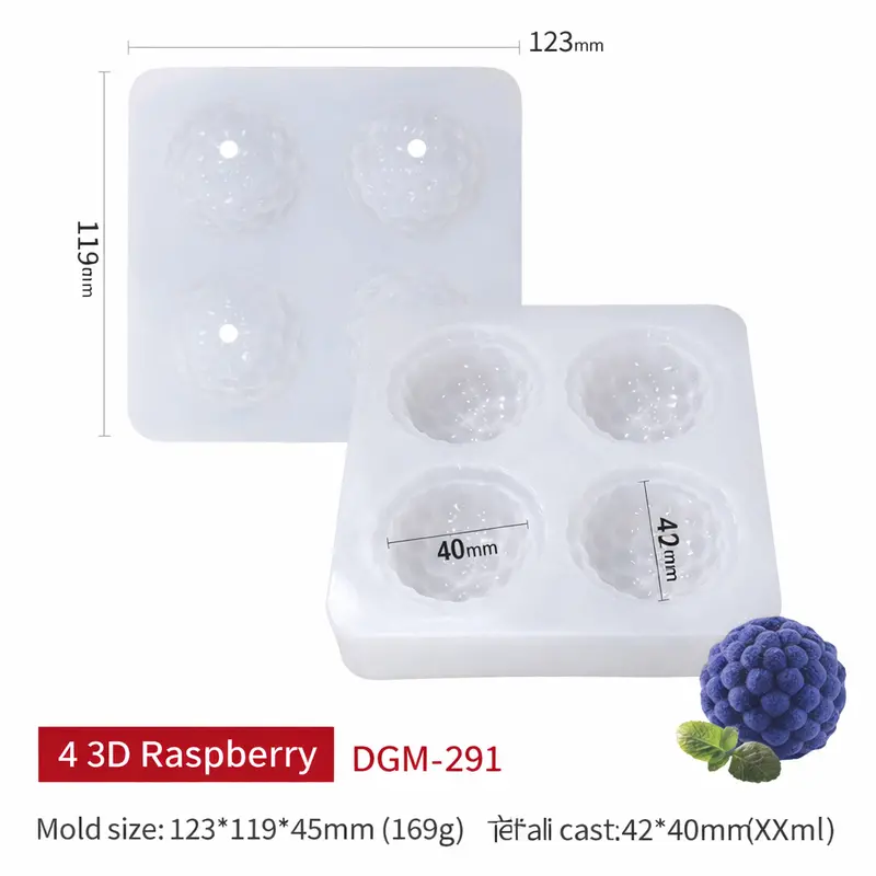 Raspberry Mold – 4-Cavity Berry-Shaped Template 1