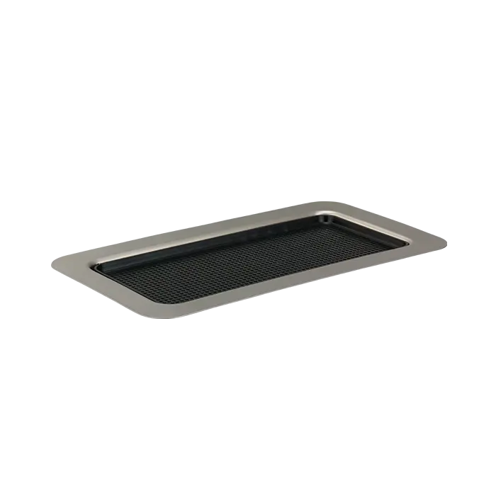 Rectangular Stainless Steel Serving Tray With Removable Non-Slip Insert – 13" X 7.5" Professional Presentation Surface 1