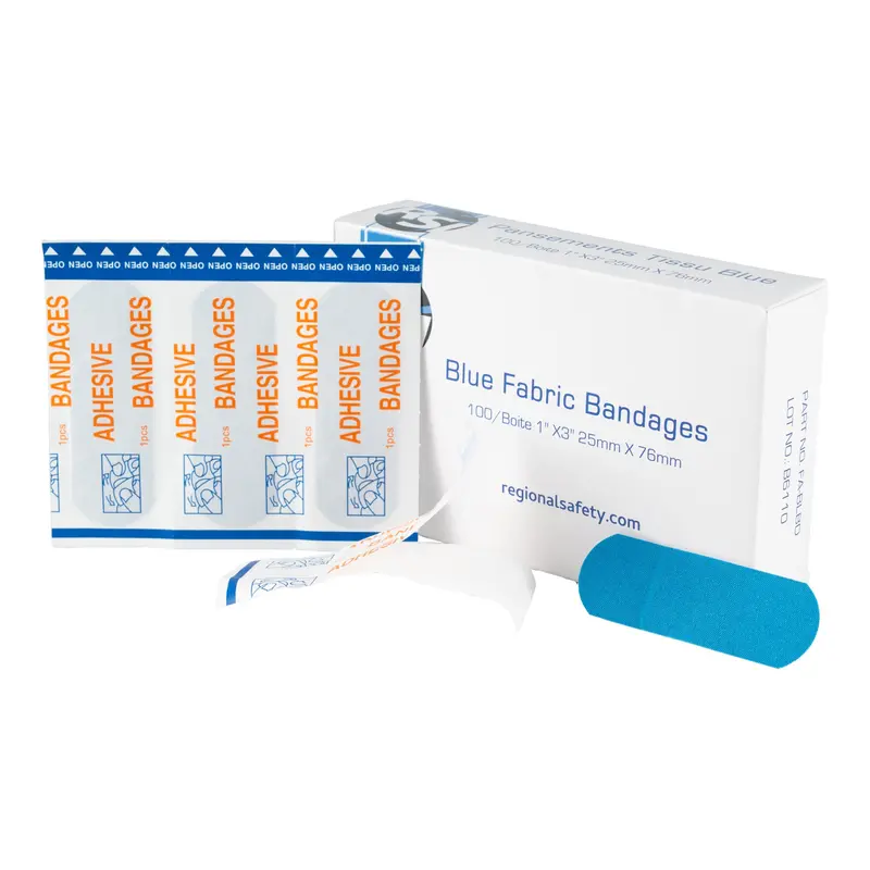 Regional Safety Adhesive Bandages – 1" X 3", Blue, 100-Count Box 1