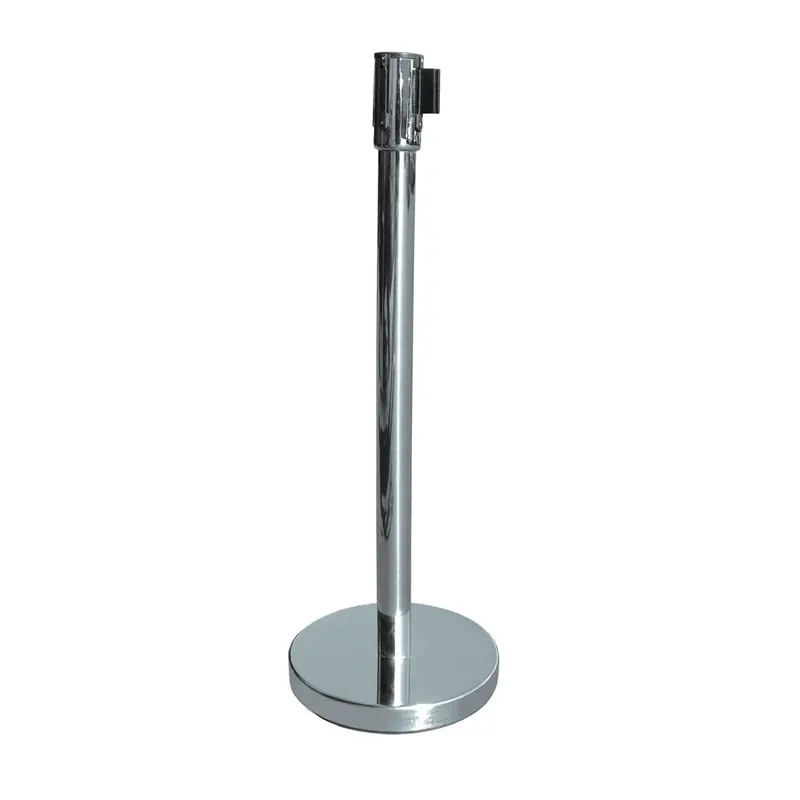 Retractable Crowd Control Stanchion – Stainless Steel Post With Belt System 1