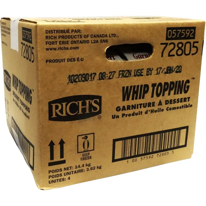 Rich’S Whip Topping – 4-Pack (3.62 Kg Each), Master Case, Pickup Required 1