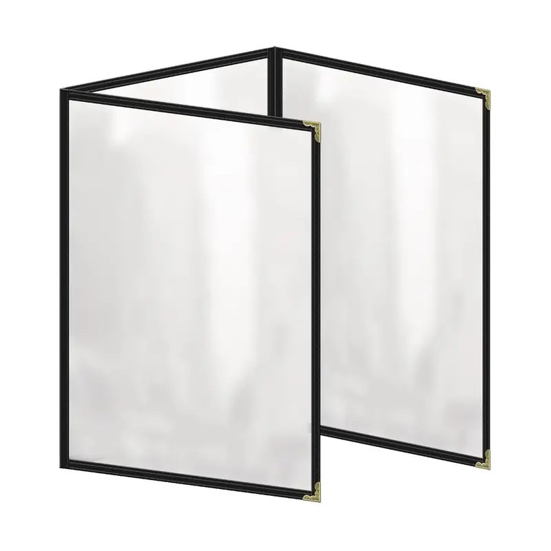 Risch Tet-Ds-04 Triple-Fold Menu Cover – Sleek Black Presentation Sleeve, 8.5" X 11" 1