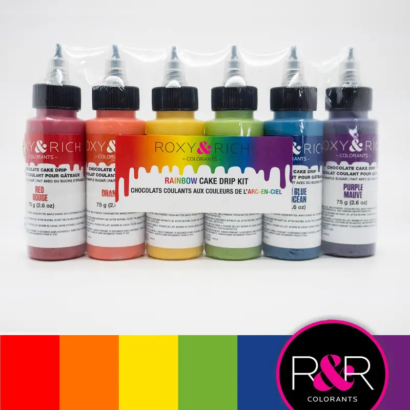 Roxy & Rich Rainbow Cake Drip Kit – 6 X 75 G Color-Ready Glaze Set 1