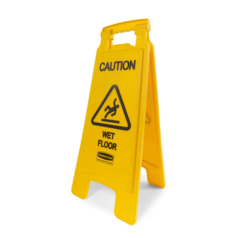 Rubbermaid Dual-Language Wet Floor Safety Sign – Yellow, Two-Sided 1