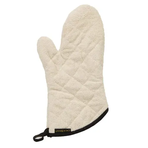 San Jamar Heavy-Duty Terry Cloth Oven Mitts – Natural Color, Premium Absorbency 1