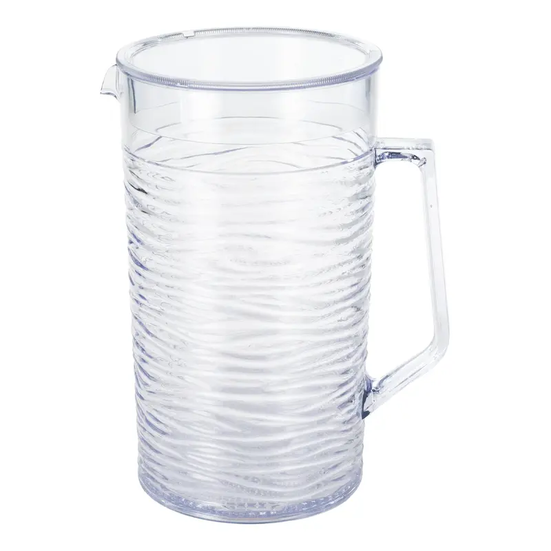 Sculptured Plastic Ice Water Pitcher With Secure Lid – 2-Liter Elegant Serving Vessel 1