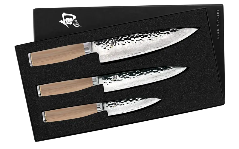 Shun Premier Blonde 3-Piece Knife Set: 4" Paring, 6.5" Utility, And 8" Chef'S Knives 1