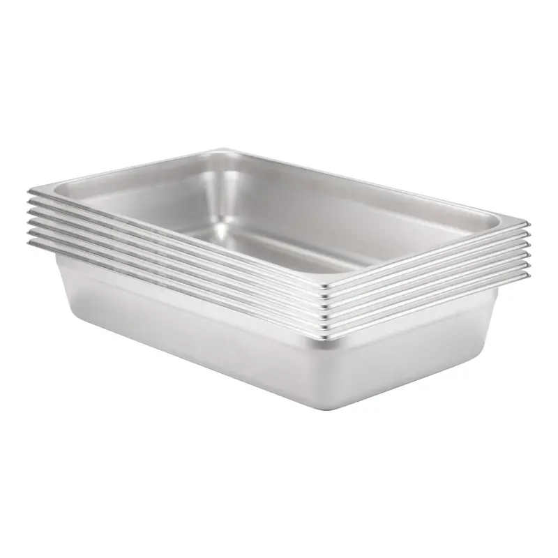 Signaturewares Full-Size Stainless Steel Food Pan – 4" Depth, 24-Gauge (6-Pack) 1