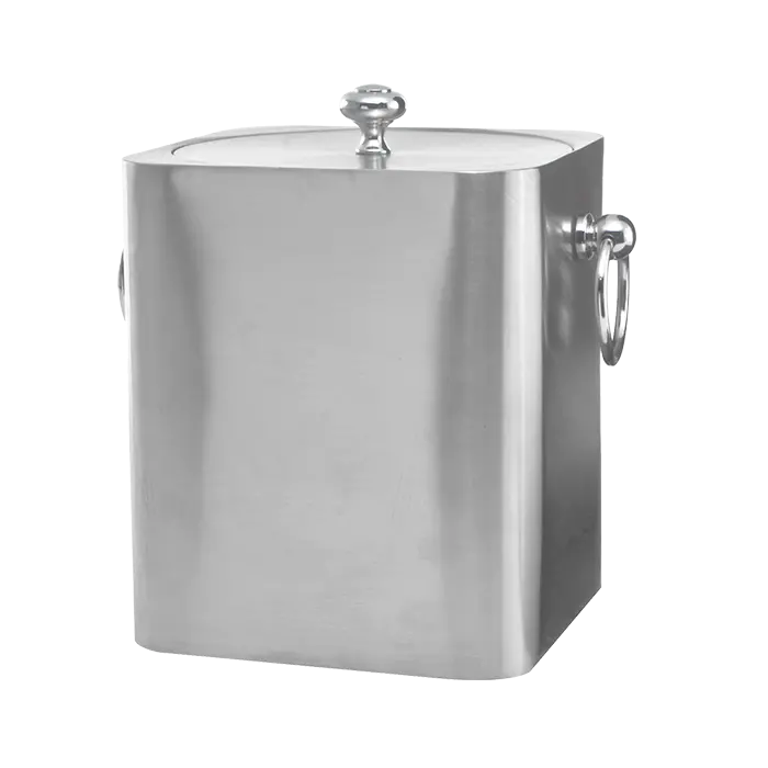 Square Double-Wall Stainless Steel Ice Bucket With Lid – 3-Liter Premium Chilling Container 1