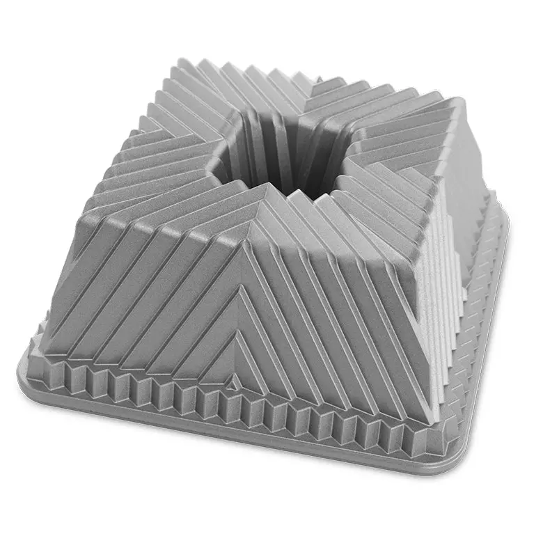 Squared Geometric 10-Cup Cast Aluminum Bundt Pan – Nordic Ware Commercial Finish – Final Sale 1