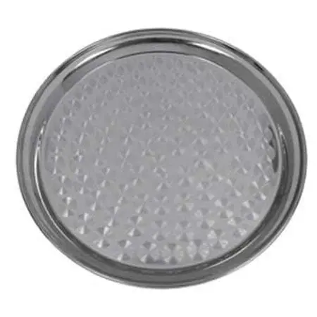 Stainless Steel Swirl-Design Round Service Tray – 14" Diameter 1