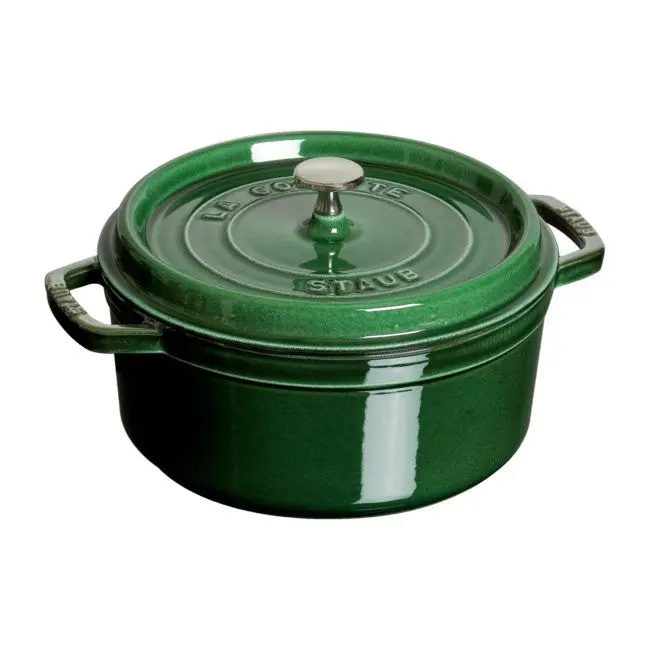 Staub 5.5-Quart Round Enamel Cast Iron Cocotte In Basil Green 1