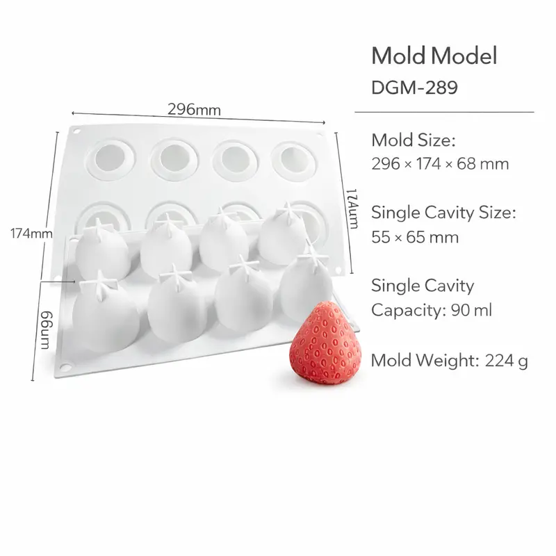 Strawberry Chocolate Mold – 8-Cavity Detailed Shape 1
