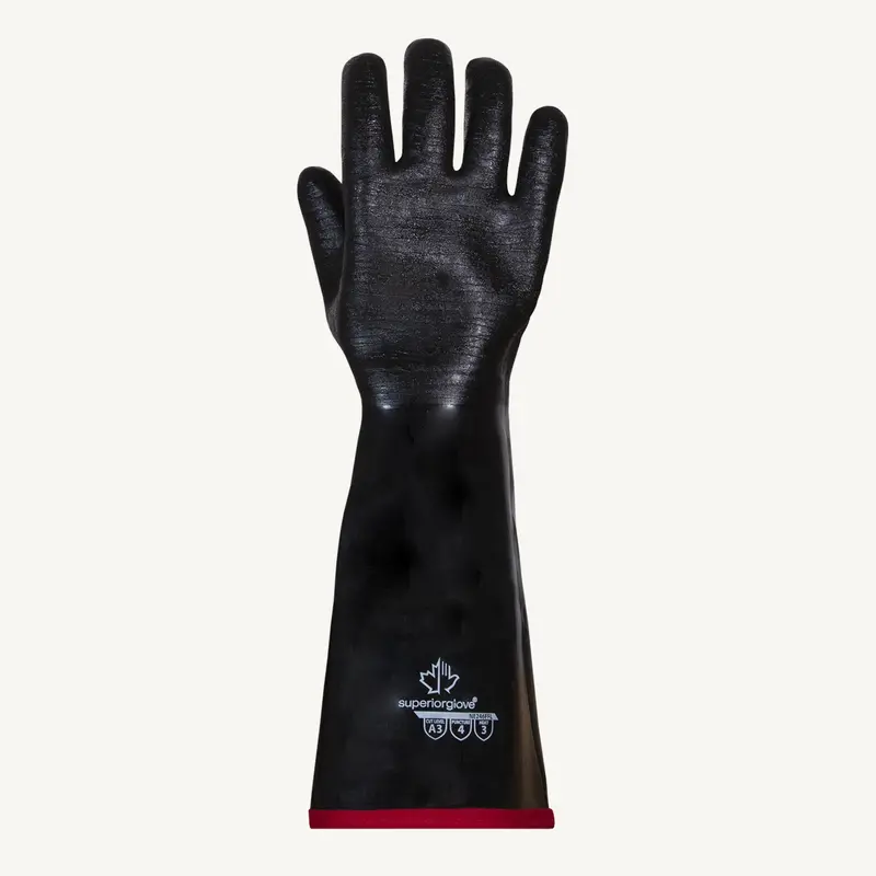 Superior Glove Chemstop Neoprene Fryer Gloves – 18-Inch, Heavy-Duty Heat Protection, Black 1