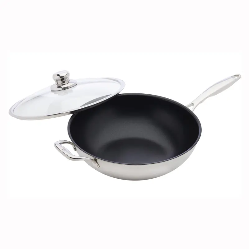 Swiss Diamond 12.5-Inch Nonstick Clad Wok With Glass Lid 1