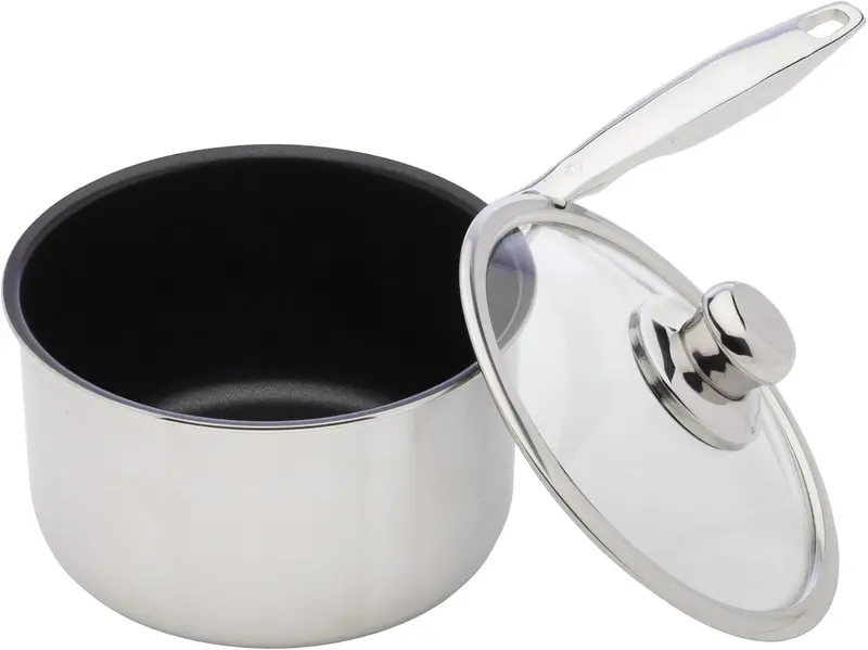Swiss Diamond 7-Inch Nonstick Clad Sauce Pan With Tempered Glass Lid 1