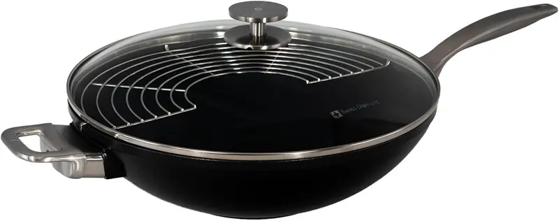Swiss Diamond Chd 12.5-Inch Nonstick Wok With Tempered Glass Lid 1