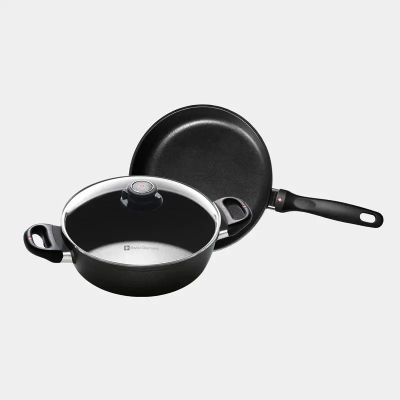 Swiss Diamond Xd Nonstick Induction Cookware Set: Fry Pan, Casserole Dish & Glass Lid 1