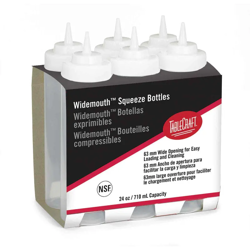 Tablecraft 24-Oz Wide-Mouth Squeeze Bottle (2.8Mm Tip) – 6-Pack, Clear 1