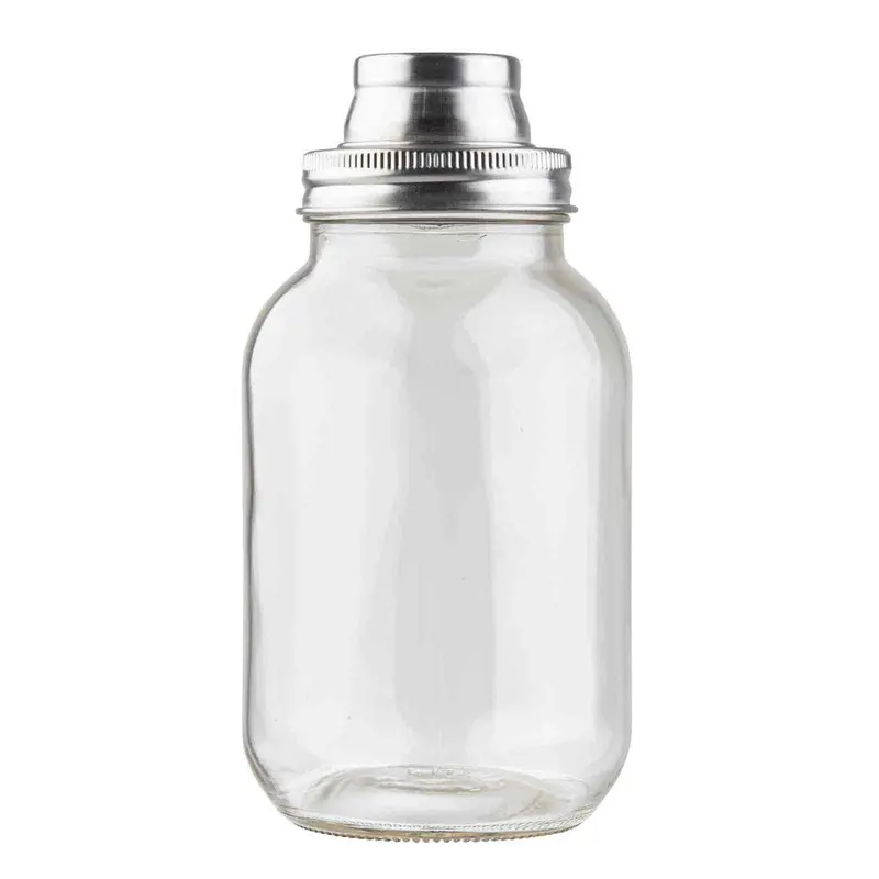 Tablecraft 30-Oz Mason Jar Cocktail Shaker – Glass & Stainless Steel 1