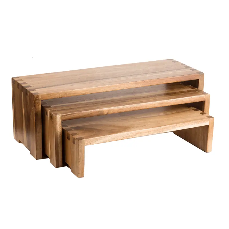 Tablecraft Cascade Acacia Nesting Display Risers – 3-Piece Set 1