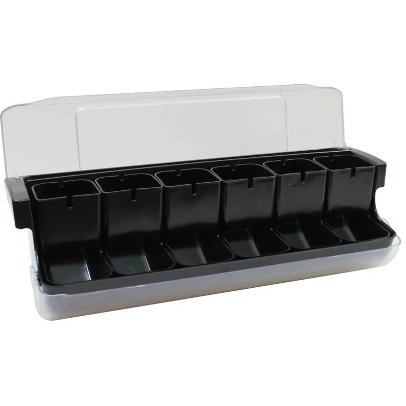 Tablecraft Fifo Garnish Station – 6-Compartment Black Organizer For Prep Areas 1