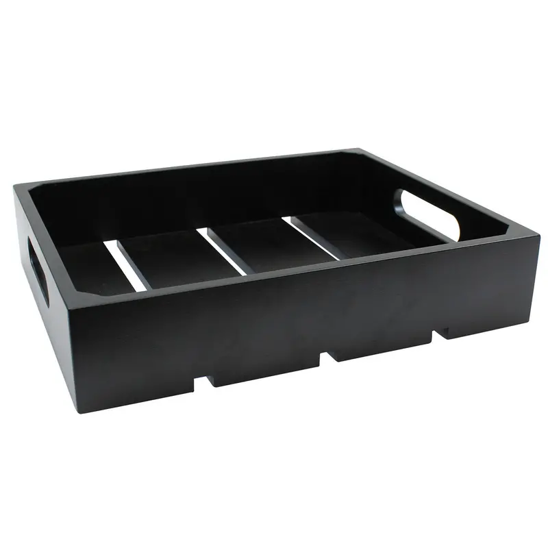 Tablecraft Half-Size Wooden Serving Crate – Elegant Black Display Basket 1